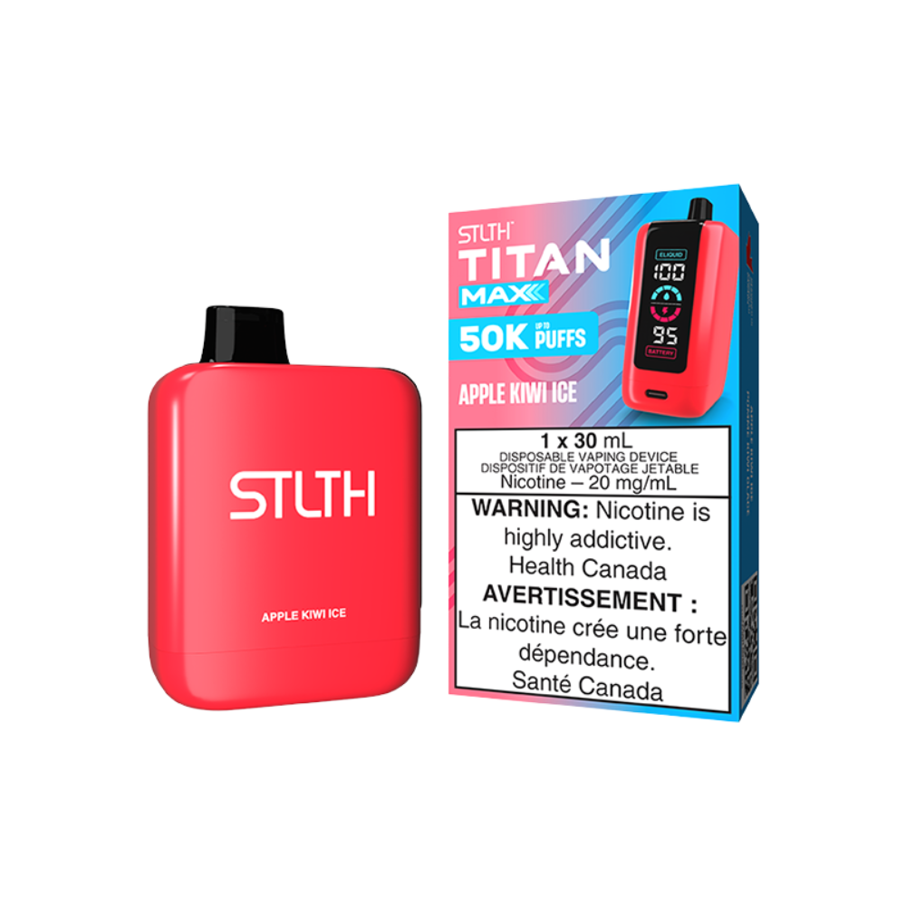 STLTH Titan Max 50K Puffs - Apple Kiwi Ice Rechargeable Disposable Vape 20Mg