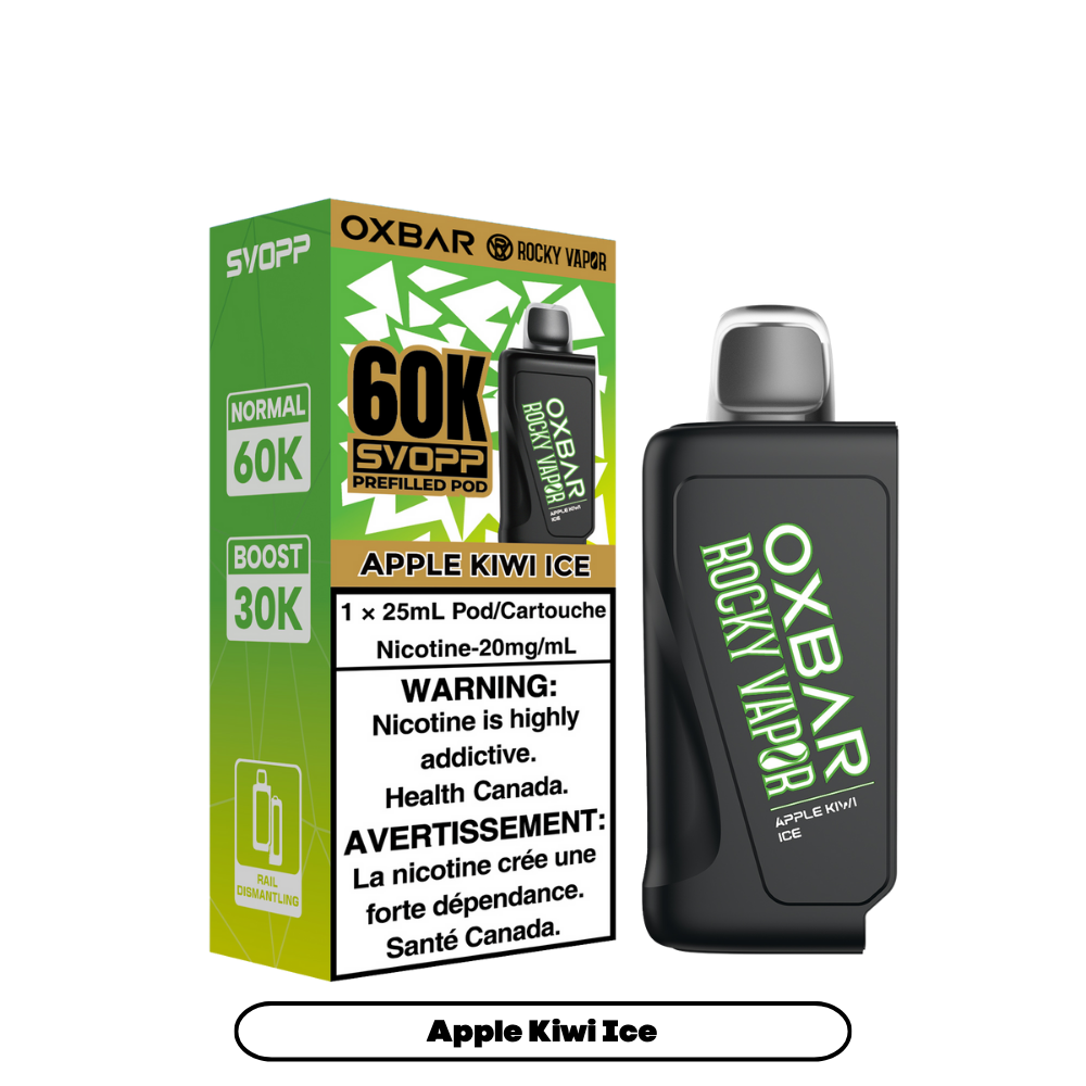 Svopp Oxbar Rocky Vapor 60K bouffées (Pods préremplis) - Pomme Kiwi Glacé