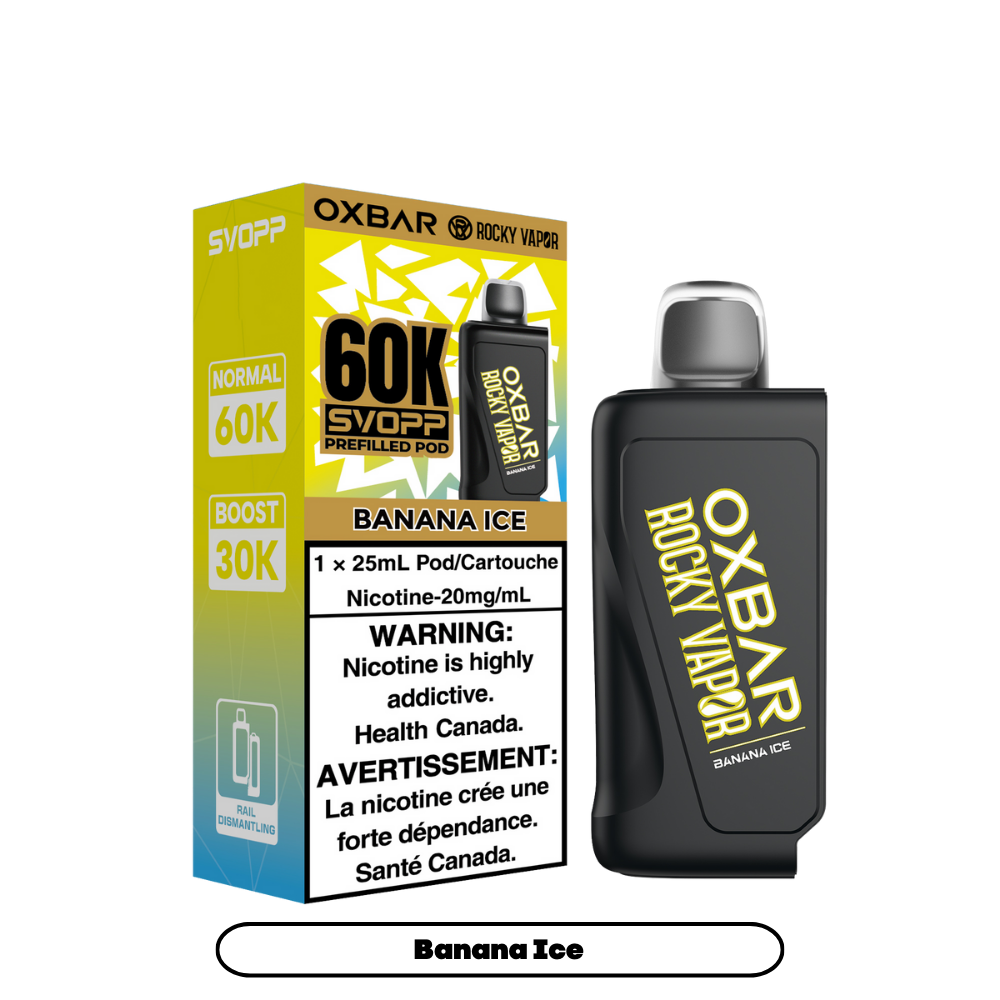 Svopp Oxbar Rocky Vapor 60K bouffées (Pods préremplis) - Banane Glacée