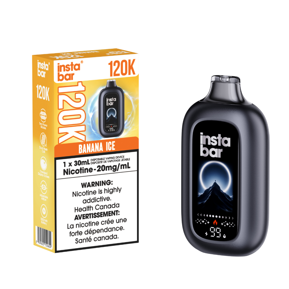 Insta Bar 120K - Vape jetable rechargeable Glace Banane 20 mg