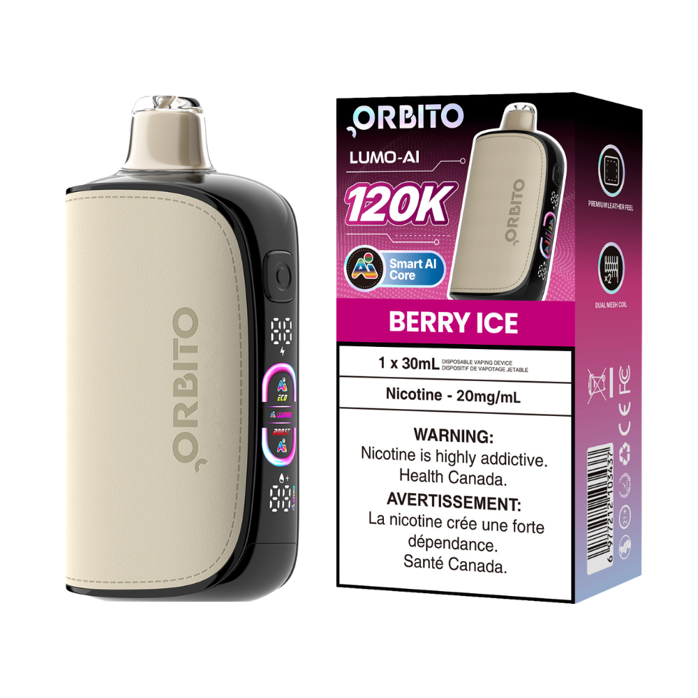 Orbito Lumo AI 120 000 bouffées Vape jetable rechargeable Glace aux baies 20 mg