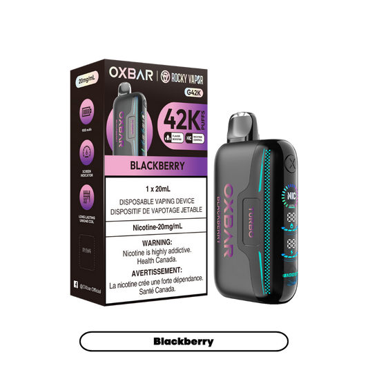 Oxbar Rocky Vapor G42k Blackberry 42K Puffs Adjustable Nicotine Rechargeable Disposable Vape 20Mg