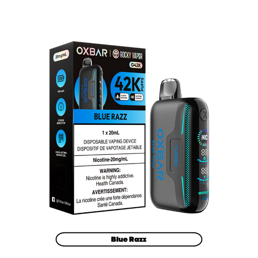 Oxbar Rocky Vapor G42k Blueberry Raspberry 42K Puffs Adjustable Nicotine Rechargeable Disposable Vape 20Mg