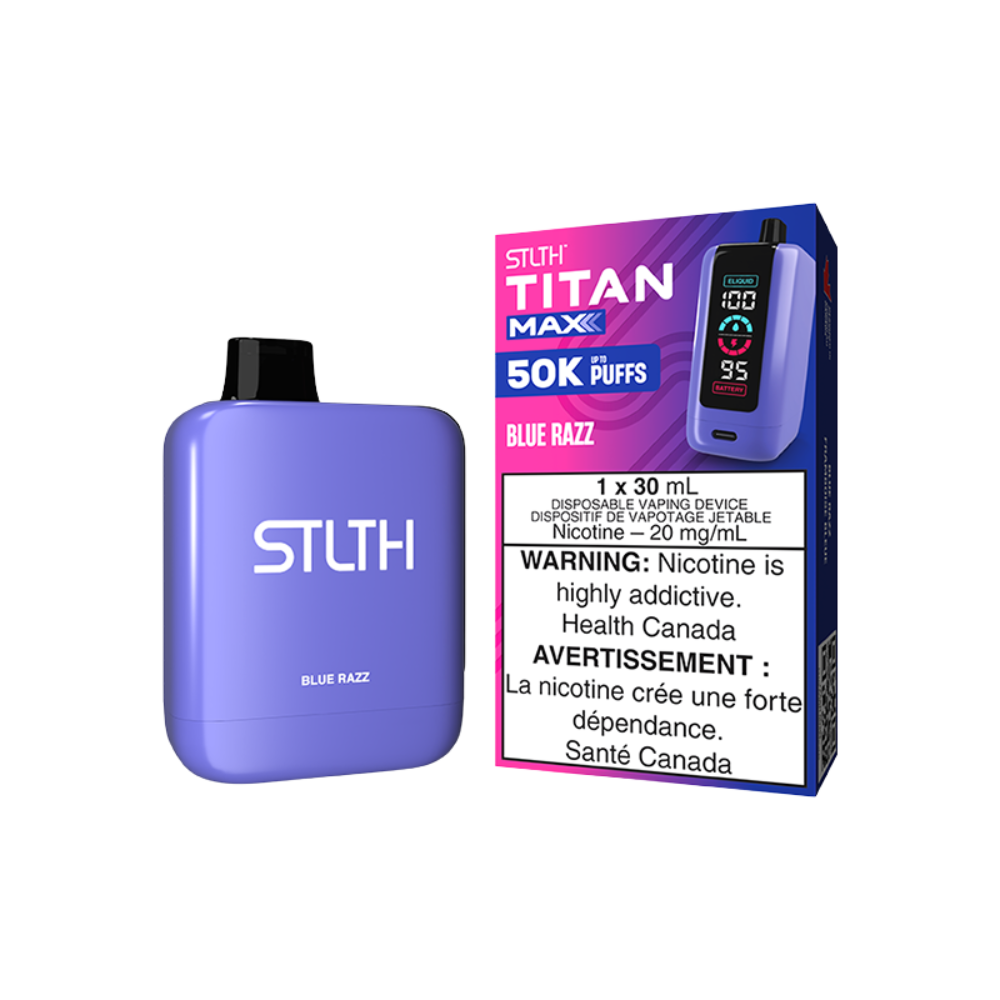 STLTH Titan Max 50K Puffs - Blue Razz Rechargeable Disposable Vape 20Mg