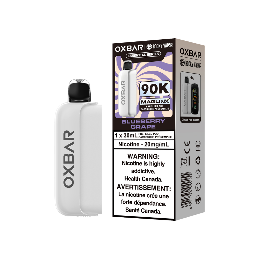 Oxbar Rocky Vapor Maglink Pod 90K bouffées - Pods jetables préremplis Blueberry Grape 20 mg