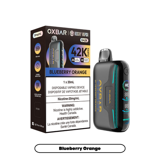 Oxbar Rocky Vapor G42k Blueberry Orange 42K Puffs Adjustable Nicotine Rechargeable Disposable Vape 20Mg