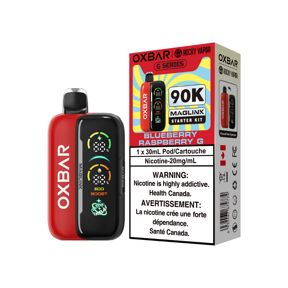 Oxbar Rocky Vapor Maglink Starter Kit 90K Puffs - Blueberry Raspberry G Rechargeable Disposable/Closed Pod System Vape 20Mg