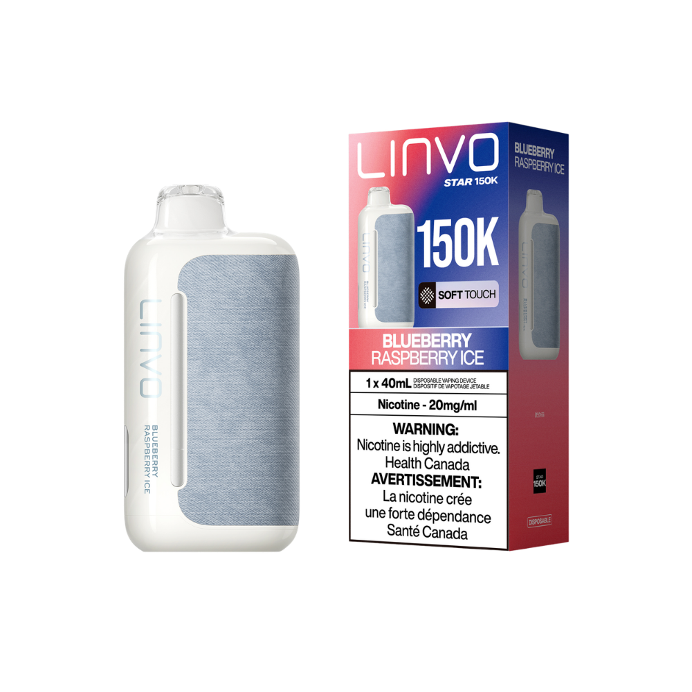 Vape jetable rechargeable Linvo Star 150K bouffées, myrtille-framboise glacée, 20 mg
