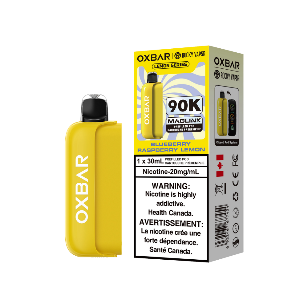 Oxbar Rocky Vapor Maglink Pod 90K bouffées - Pods jetables préremplis myrtille framboise citron 20Mg
