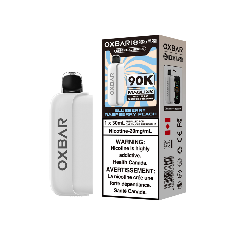 Oxbar Rocky Vapor Maglink Pod 90K bouffées - Pods jetables préremplis myrtille framboise pêche 20Mg