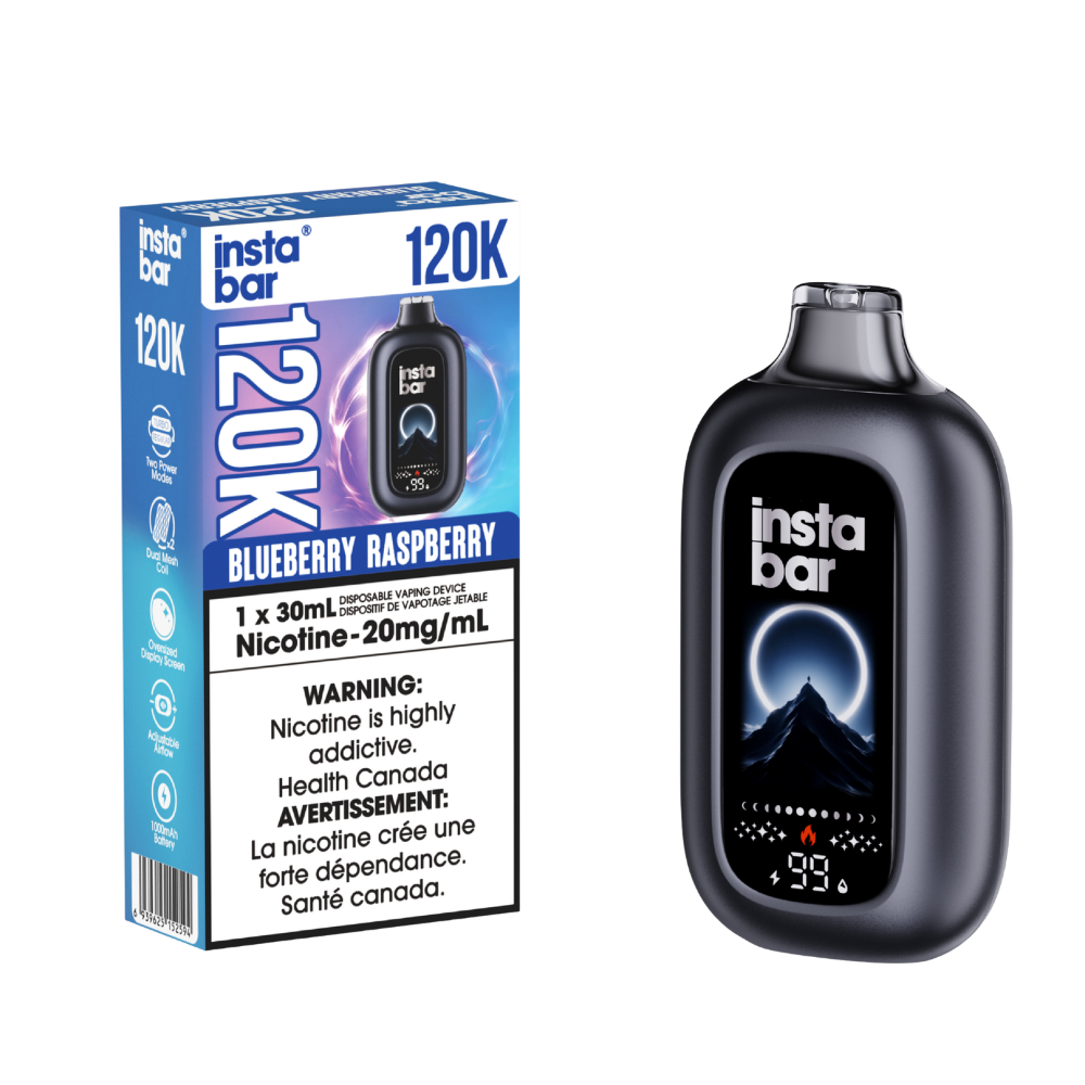 Insta Bar 120K - Blueberry Rechargeable Disposable Vape 20Mg
