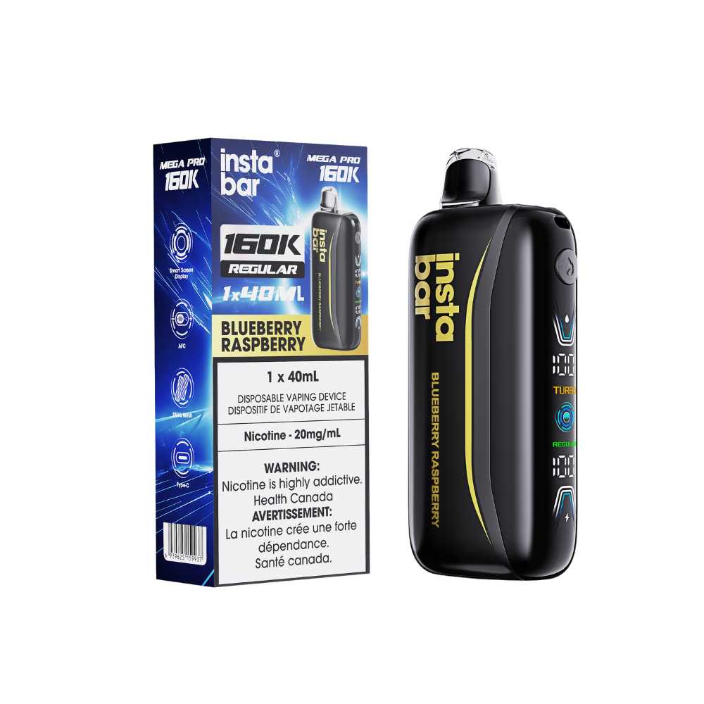 Insta Bar 160K - Blueberry Raspberry Rechargeable Disposable Vape 20Mg