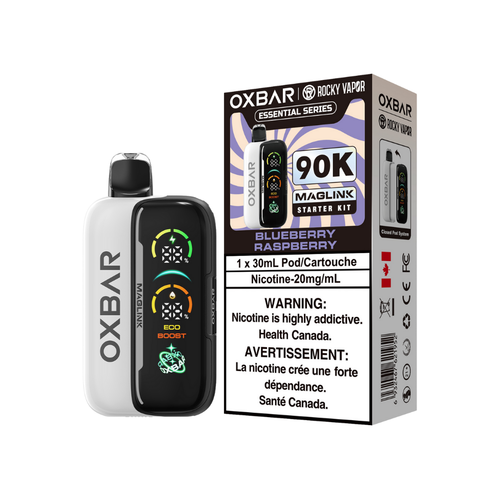 Oxbar Rocky Vapor Maglink Starter Kit 90K Puffs - Blueberry Raspberry Rechargeable Disposable/Closed Pod System Vape 20Mg