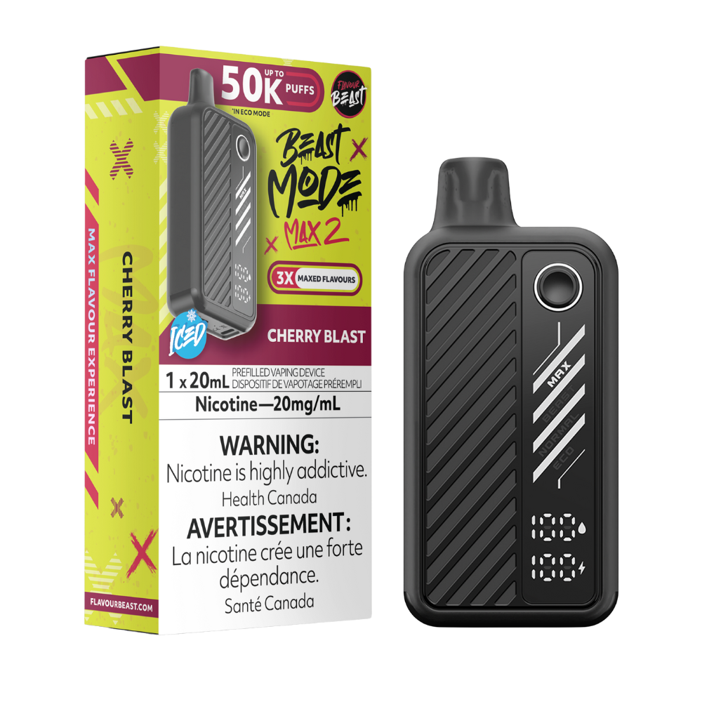 Flavour Beast Mode Max 2 50K Puffs Cherry Blast Iced Rechargeable Disposable Vape 20Mg