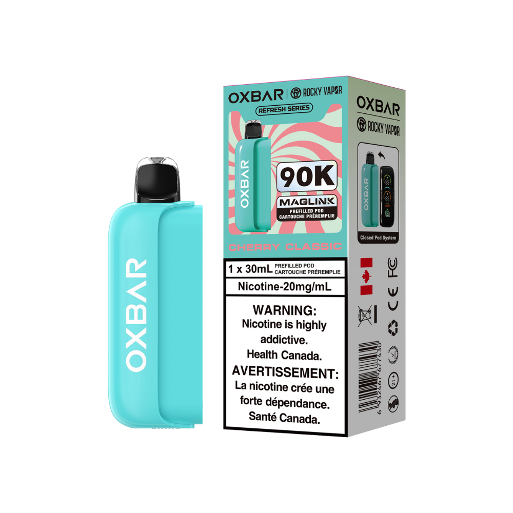 Oxbar Rocky Vapor Maglink Pod 90K Puffs - Cherry Classic Disposable Prefilled Pods 20Mg
