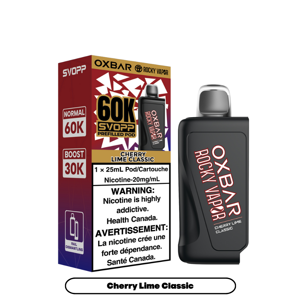 Svopp Oxbar Rocky Vapor 60K bouffées (Pods préremplis) - Cerise Citron vert Classique