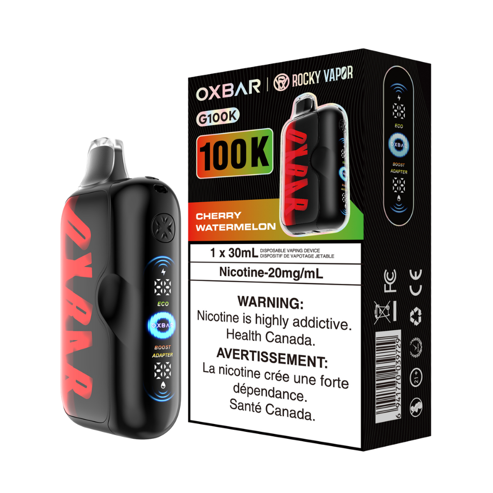 Oxbar Rocky Vapor G100k Cerise Pastèque Vape Jetable Rechargeable 20 mg