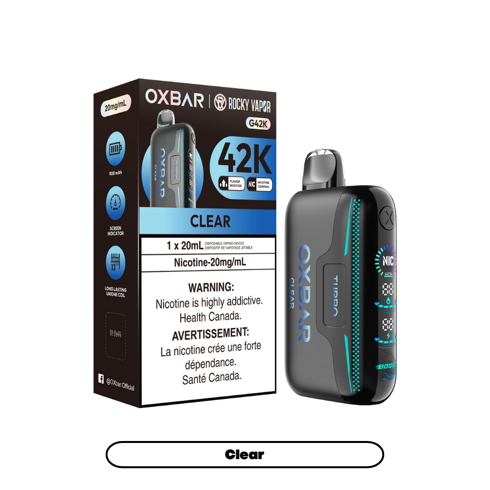 Oxbar Rocky Vapor G42k Effacer 42K Bouffées Nicotine Ajustable Rechargeable Vape Jetable 20Mg
