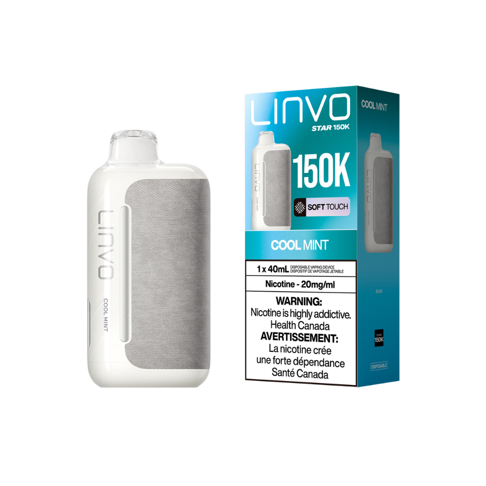 Cigarette électronique jetable rechargeable Linvo Star 150K bouffées, menthe fraîche, 20 mg