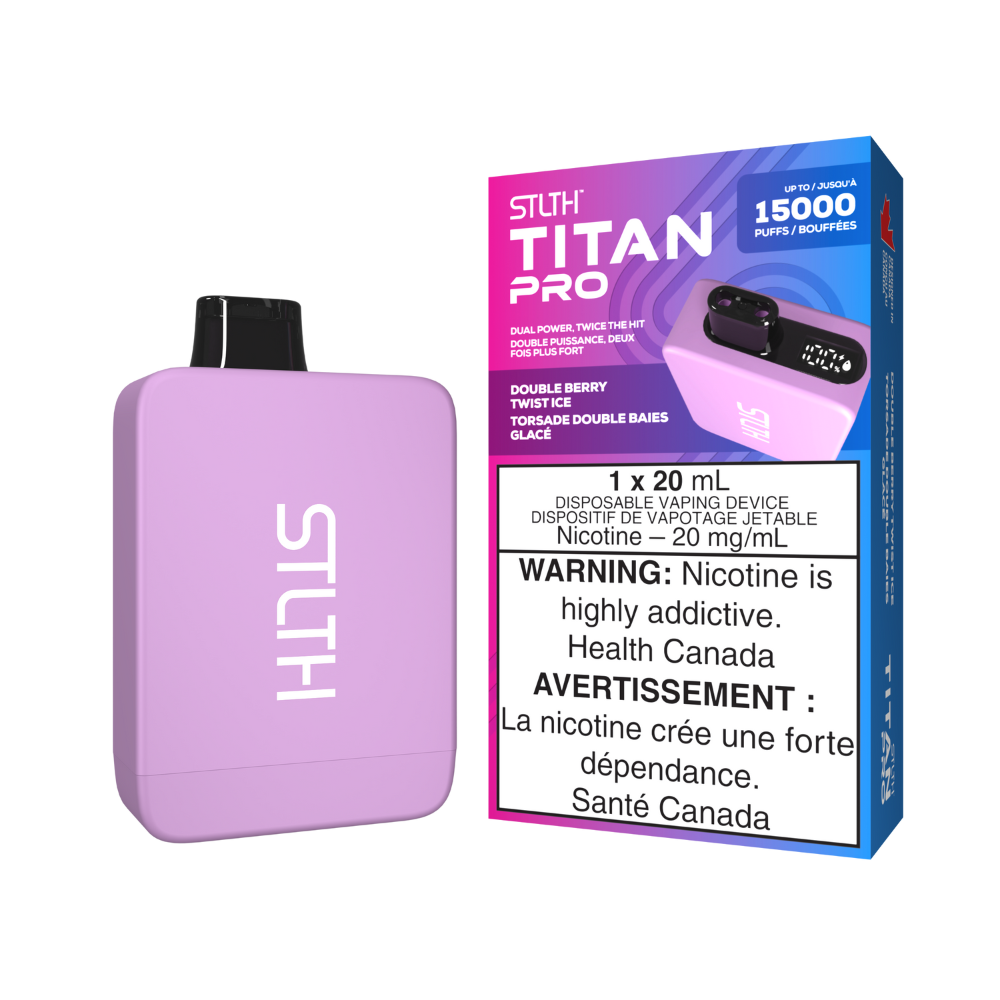 STLTH Titan 15K bouffées Double Berry Twist Glace cigarette électronique jetable rechargeable 20 mg