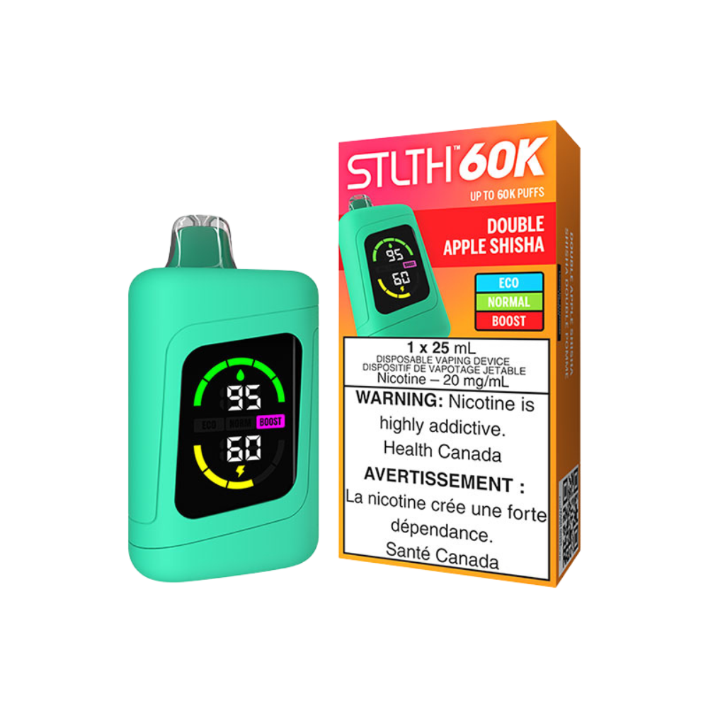 STLTH 60K bouffées - Vape jetable rechargeable chicha double pomme 20Mg
