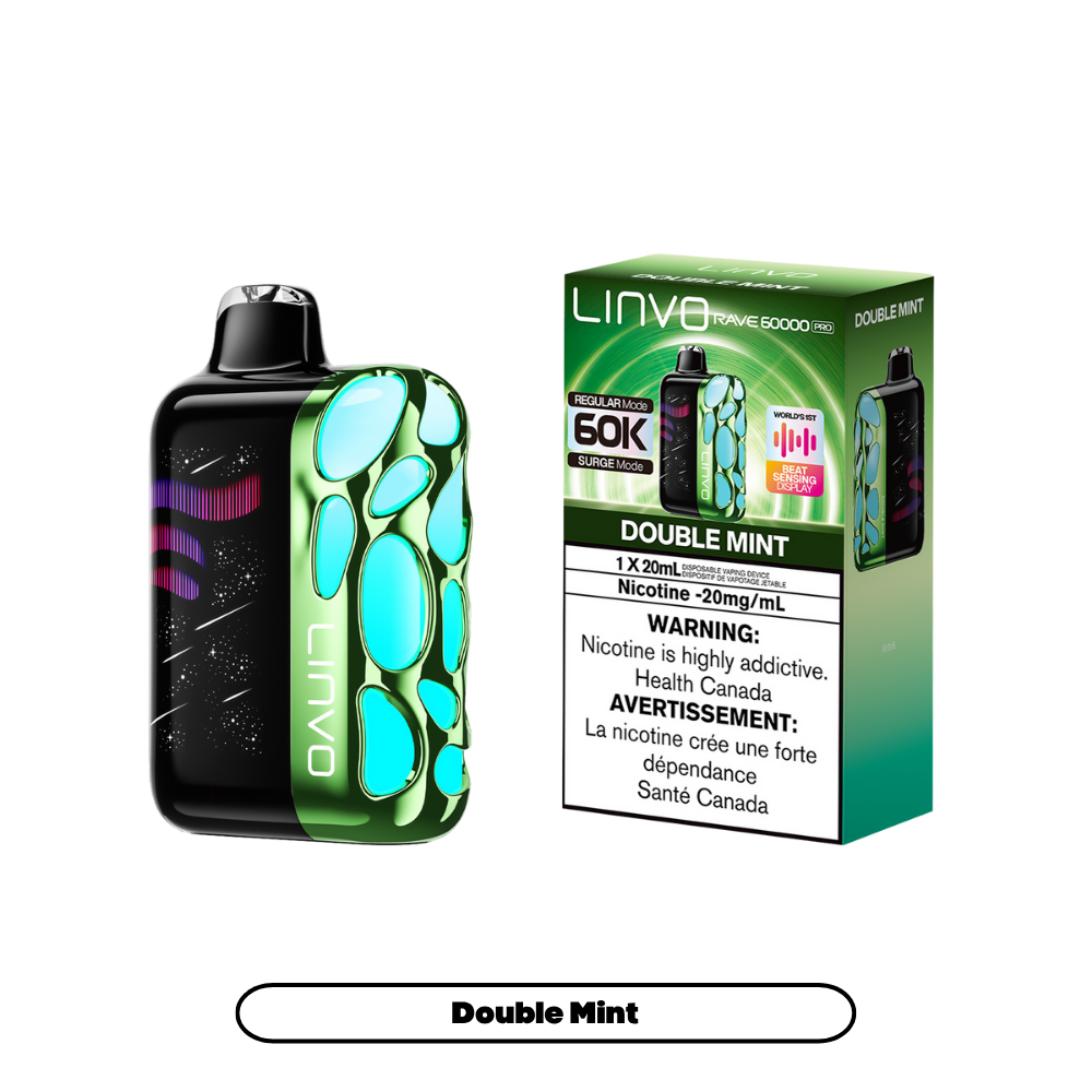 Linvo Rave 60000 Bouffées - Vape Jetable Rechargeable Double Menthe 20Mg
