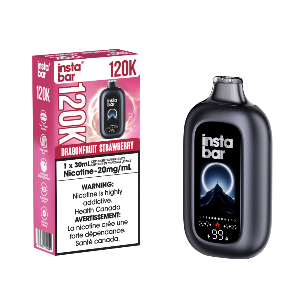 Insta Bar 120K - Vape jetable rechargeable Fruit du Dragon Fraise 20 mg