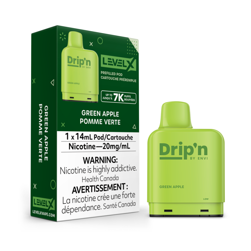 Dripin Level X 7K Puffs (Prefilled Pods) Green Apple