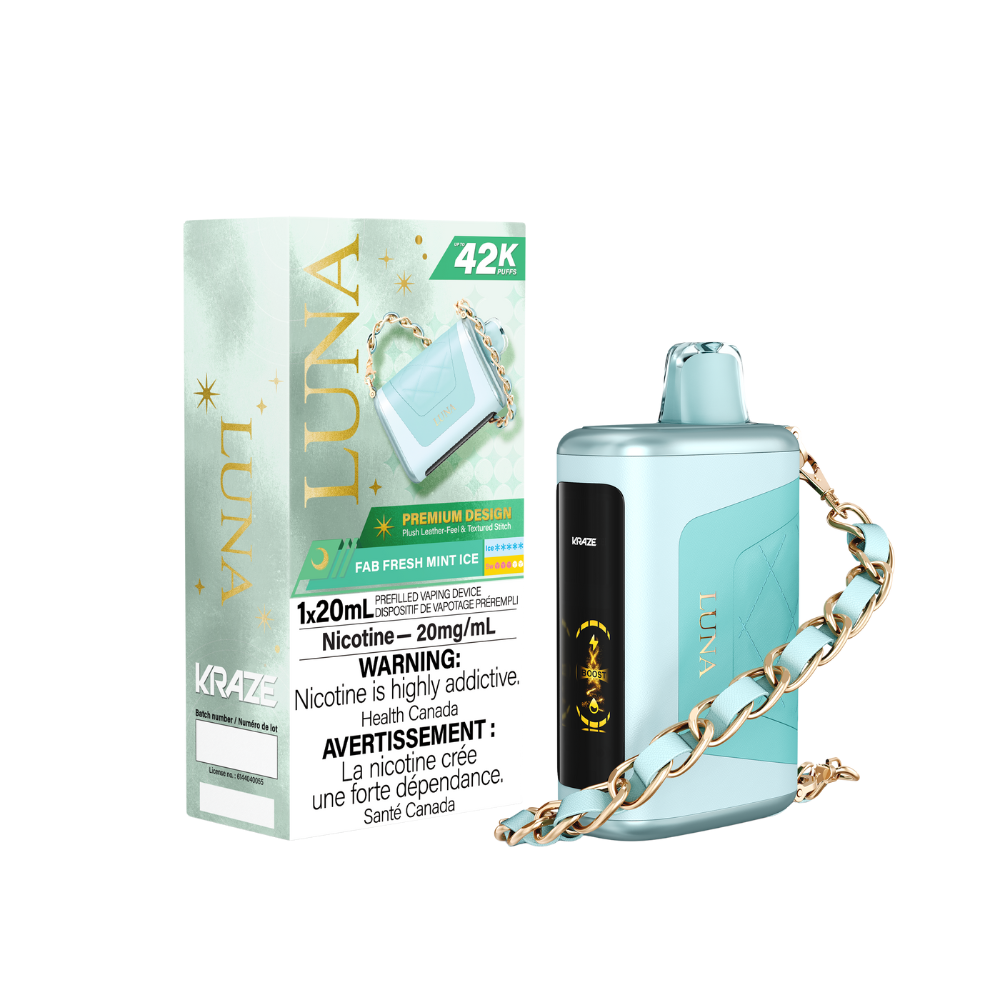Kraze Luna 42K Puffs Fab Fresh Mint Ice Rechargeable Disposable Vape 20Mg