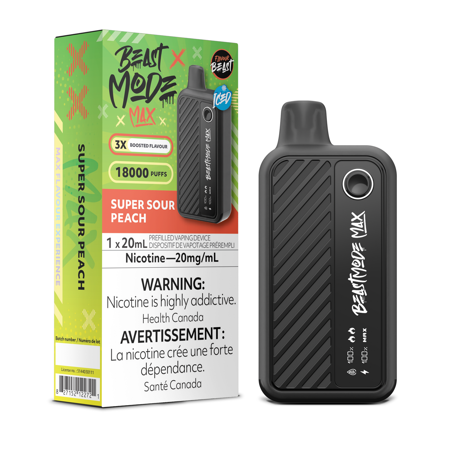 Flavour Beast 18K Super Sour Pêche Vape Jetable Rechargeable 20Mg