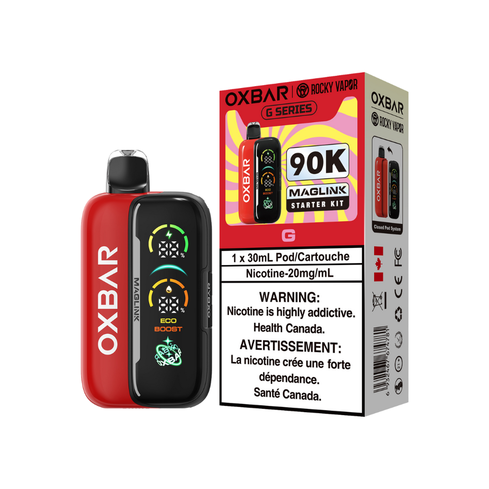 Oxbar Rocky Vapor Maglink Starter Kit 90K Puffs - G  Rechargeable Disposable/Closed Pod System Vape 20Mg