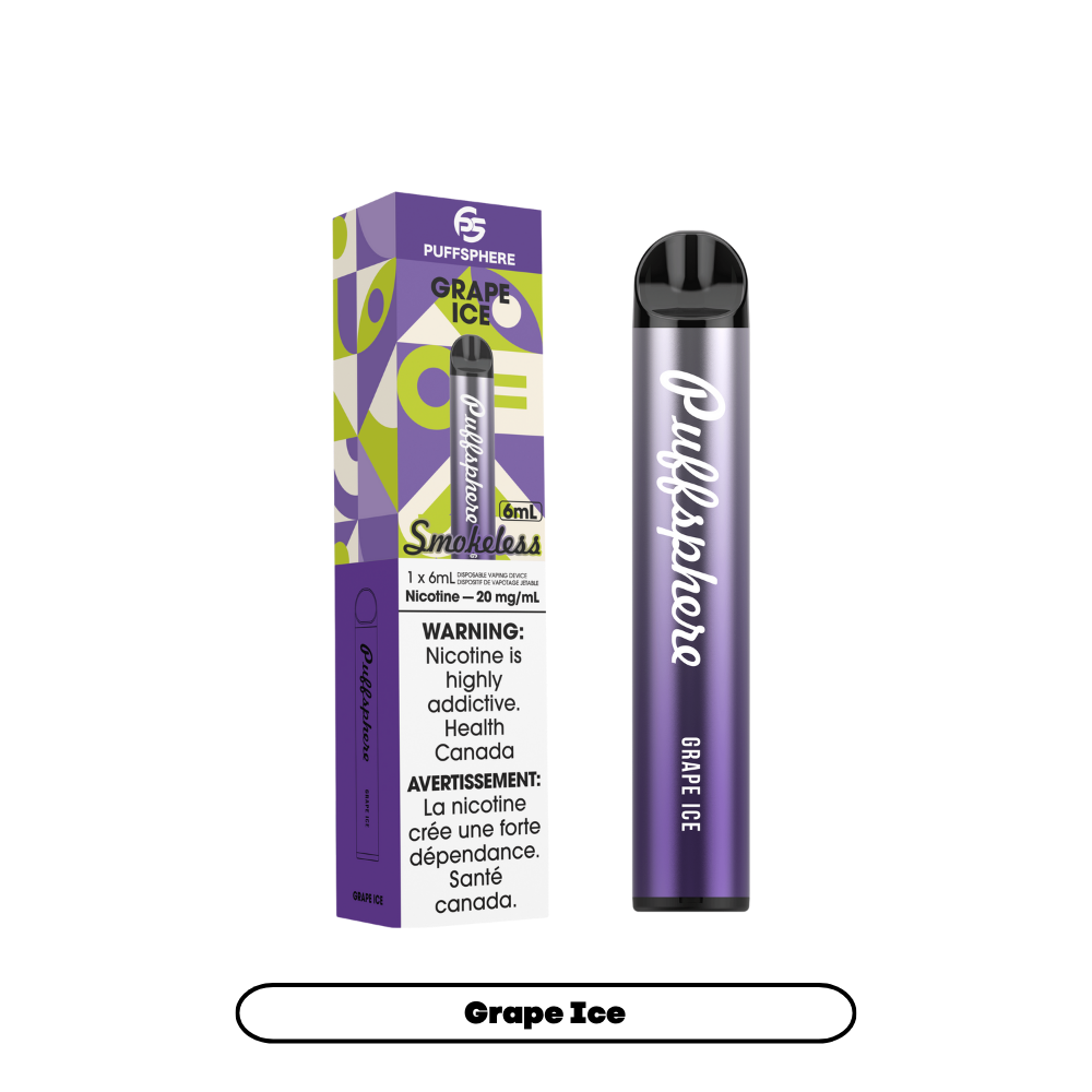 Puffsphere sans fumée - Vape jetable Raisin Glacé 20mg