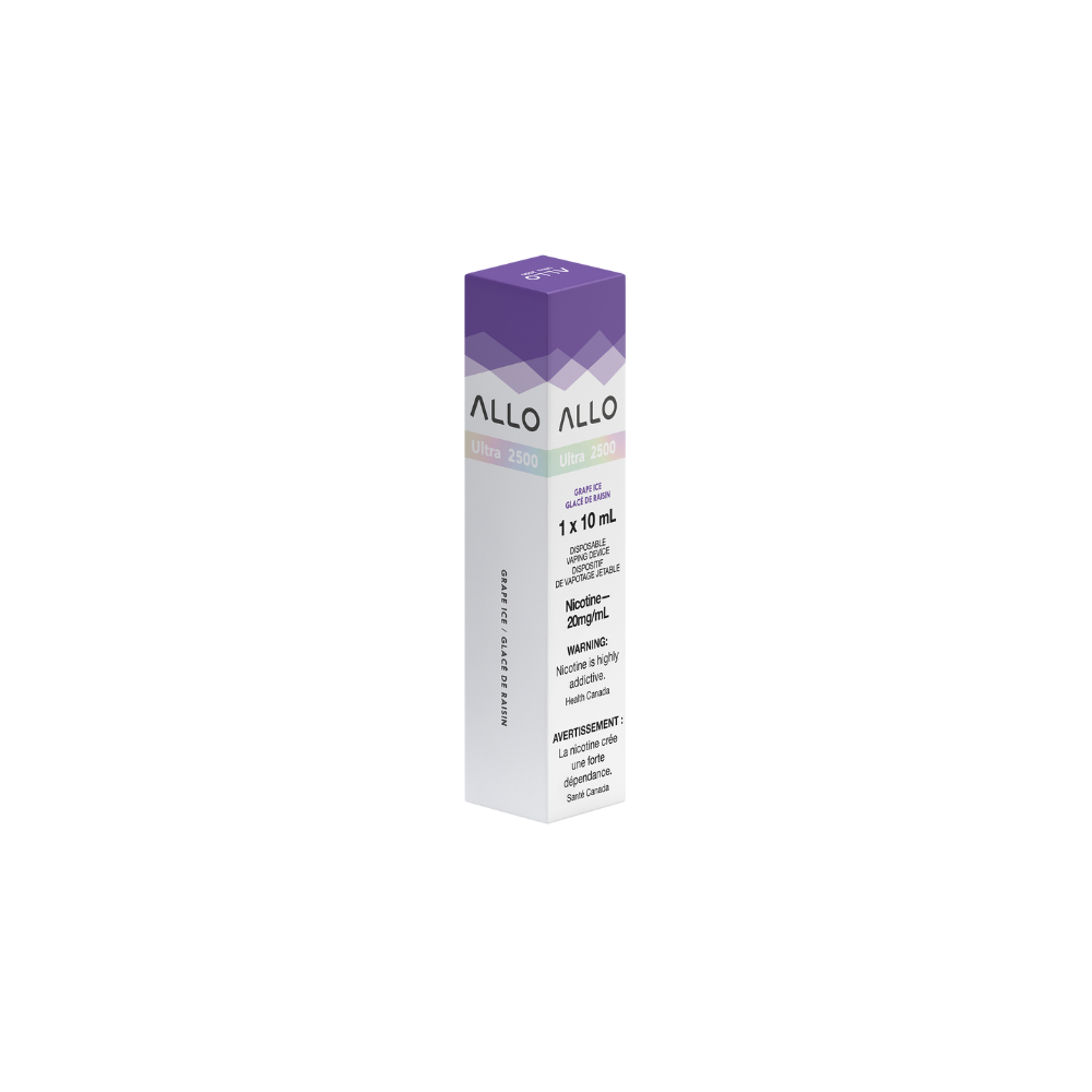 Vape jetable rechargeable Allo Ultra 2500 bouffées Grape Ice 20 mg