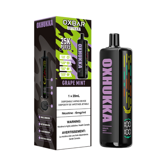 Oxbar Oxhukka 25K Puffs Grape Mint Rechargeable Disposable 20ML