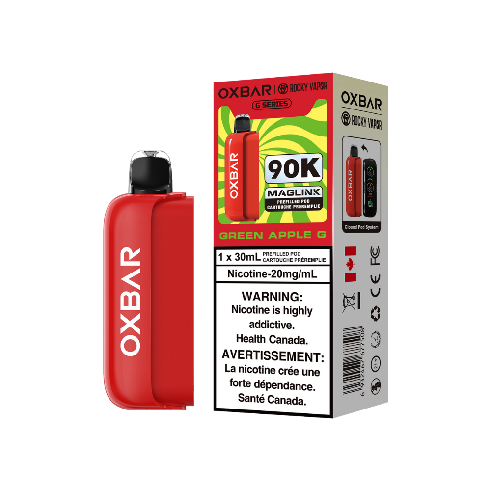 Oxbar Rocky Vapor Maglink Pod 90K bouffées - Pomme verte G Pods jetables préremplis 20Mg