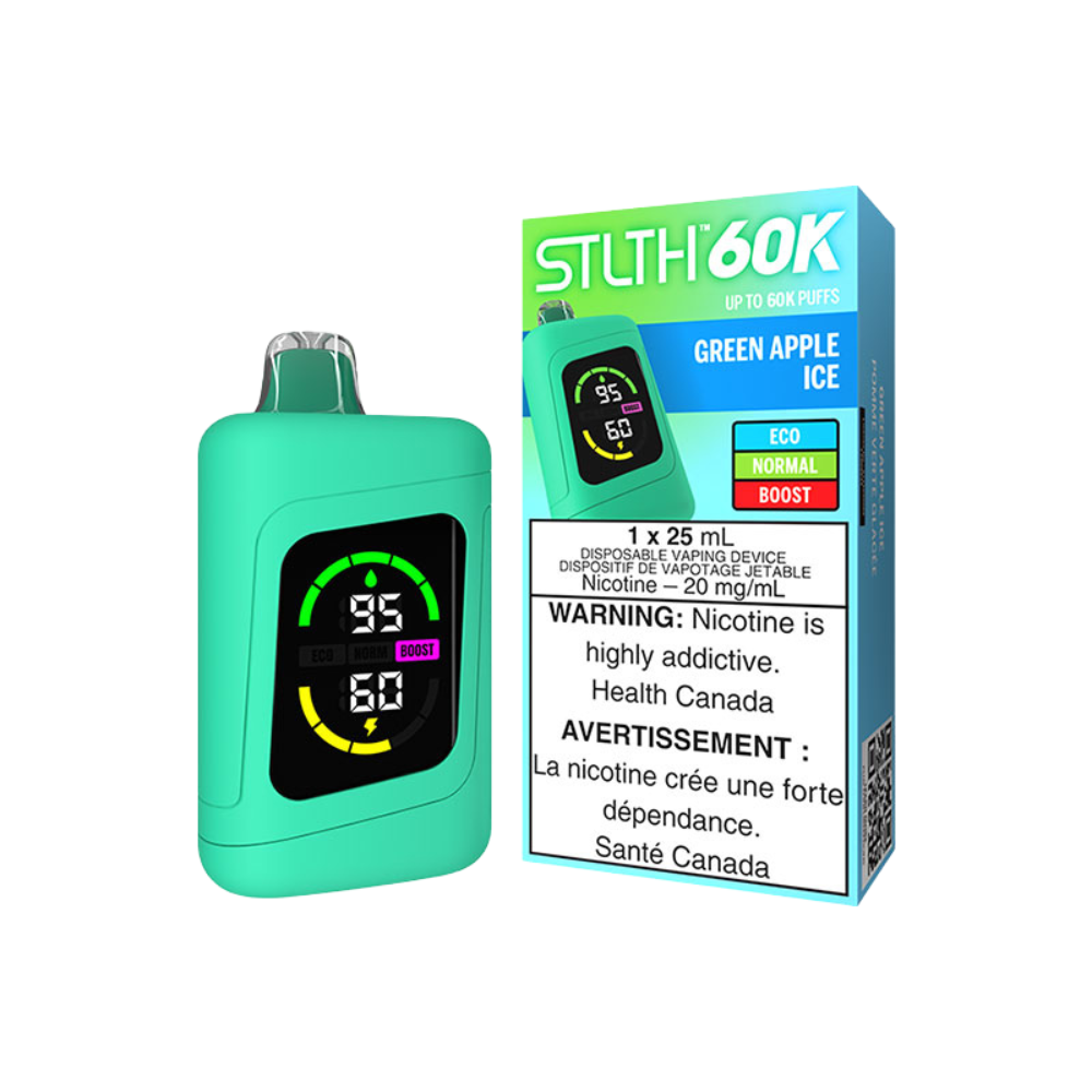 STLTH 60K Puffs - Green Apple Ice Rechargeable Disposable Vape 20Mg