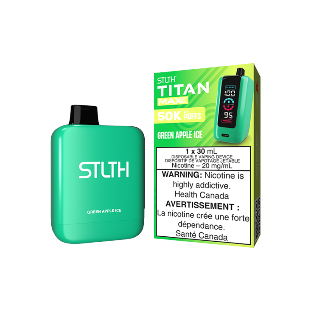 STLTH Titan Max 50K Puffs - Green Apple Ice Rechargeable Disposable Vape 20Mg