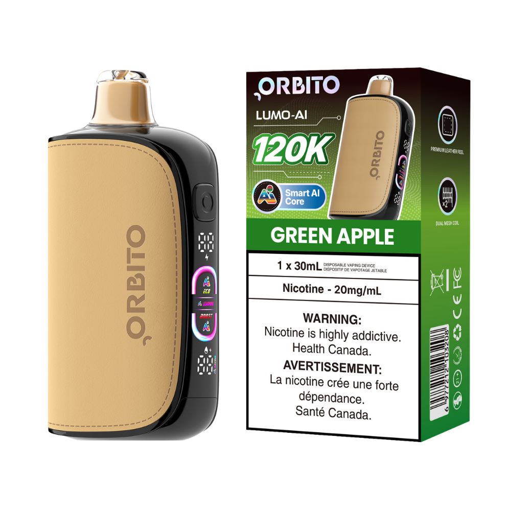 Orbito Lumo AI 120k Puffs Green Apple Rechargeable Disposable Vape 20Mg