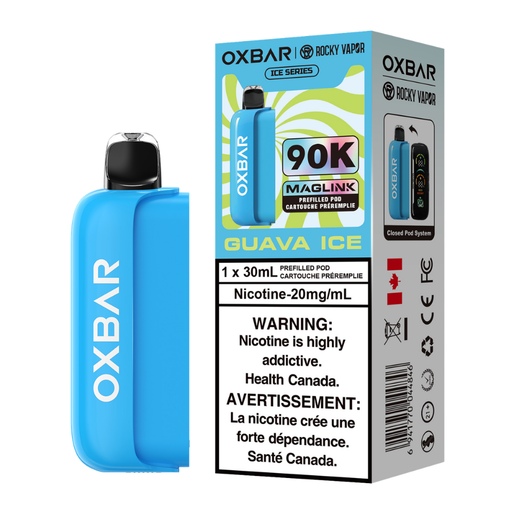 Oxbar Rocky Vapor Maglink Pod 90K bouffées - Pods jetables préremplis Goût Goyave Glacée 20 mg