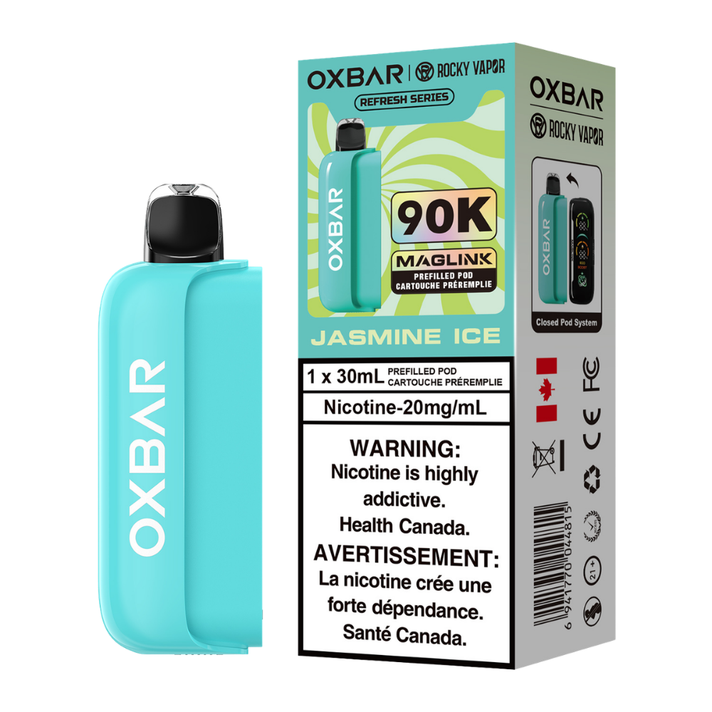 Oxbar Rocky Vapor Maglink Pod 90K bouffées - Pods jetables préremplis Jasmin Glacé 20 mg