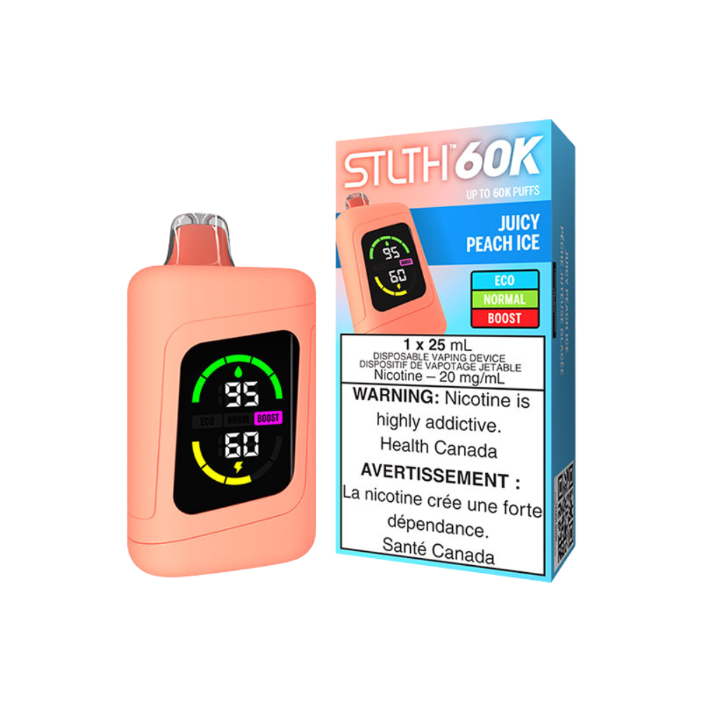 STLTH 60K bouffées - Vape jetable rechargeable pêche juteuse glacée 20Mg
