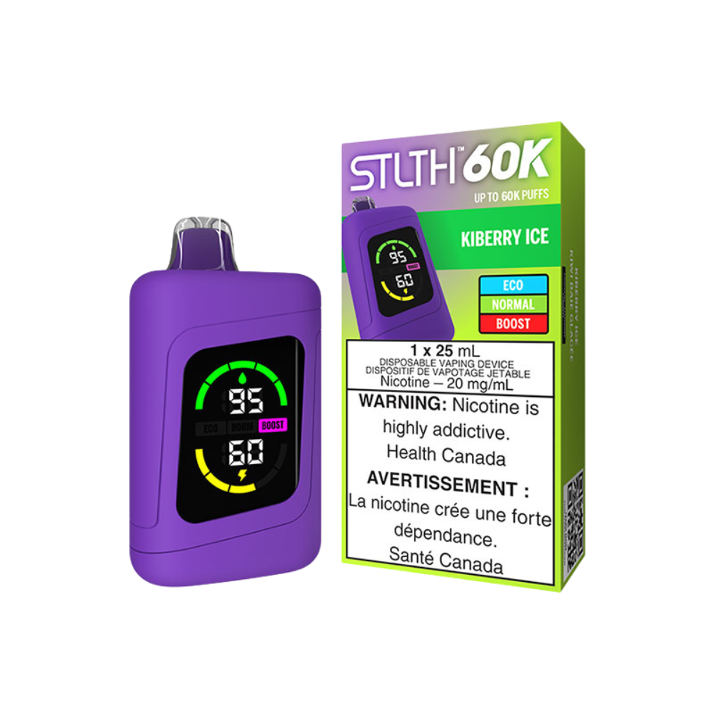 STLTH 60K bouffées - Vape jetable rechargeable Kiberry Ice 20Mg