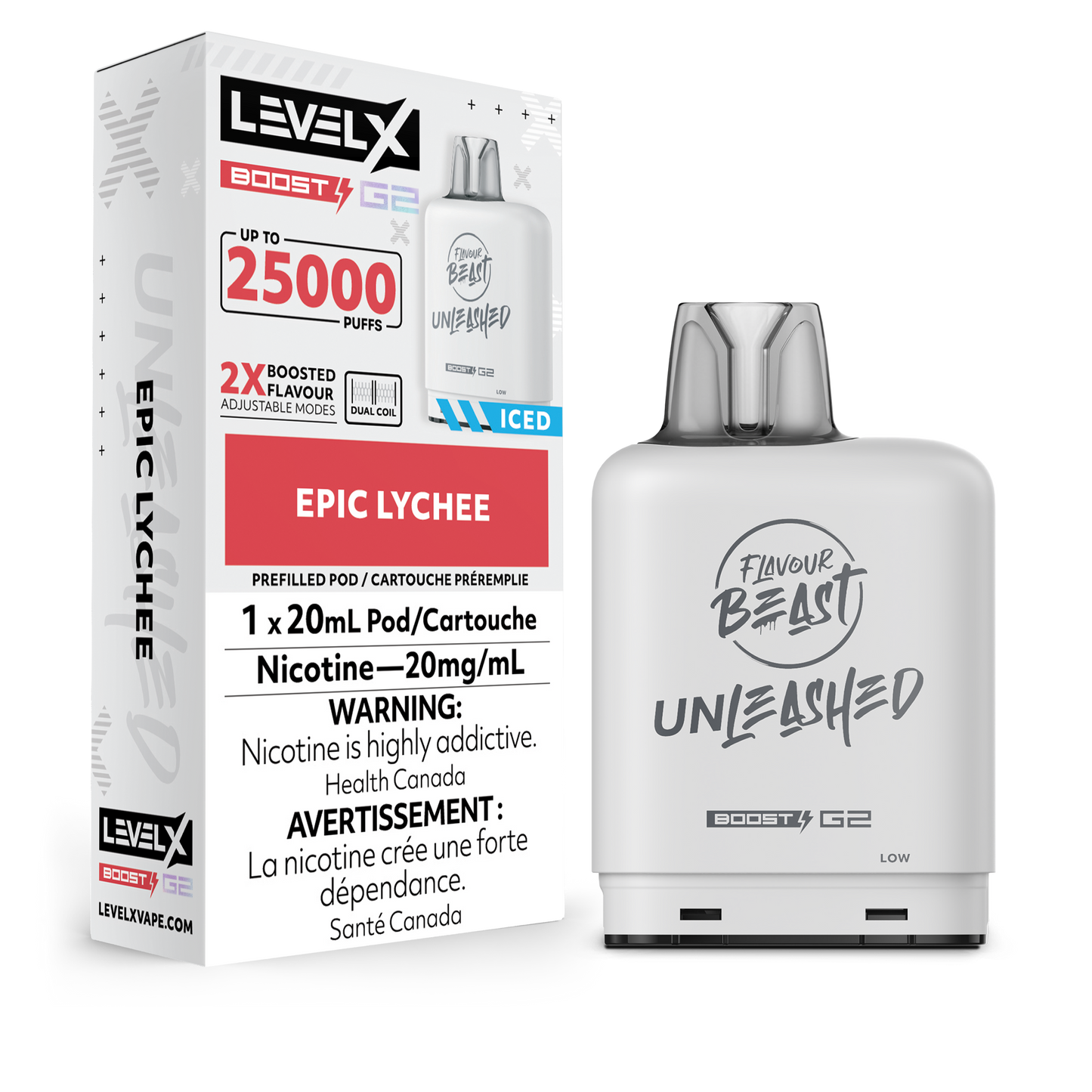 Flavour Beast Level X G2 Boost 25K Unleashed (Prefilled Pods) - Epic Lychee