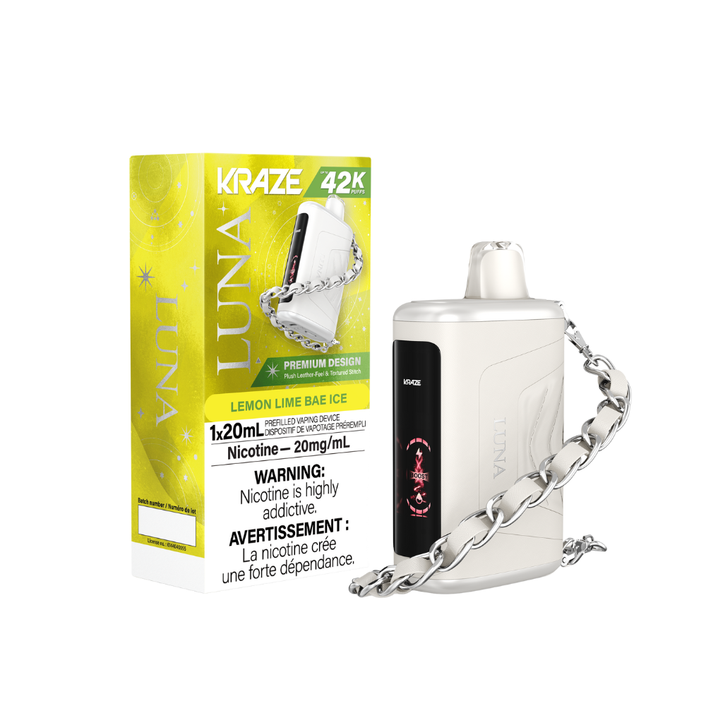 Kraze Luna 42K Puffs Lemon Lime Bae Ice Rechargeable Disposable Vape 20Mg