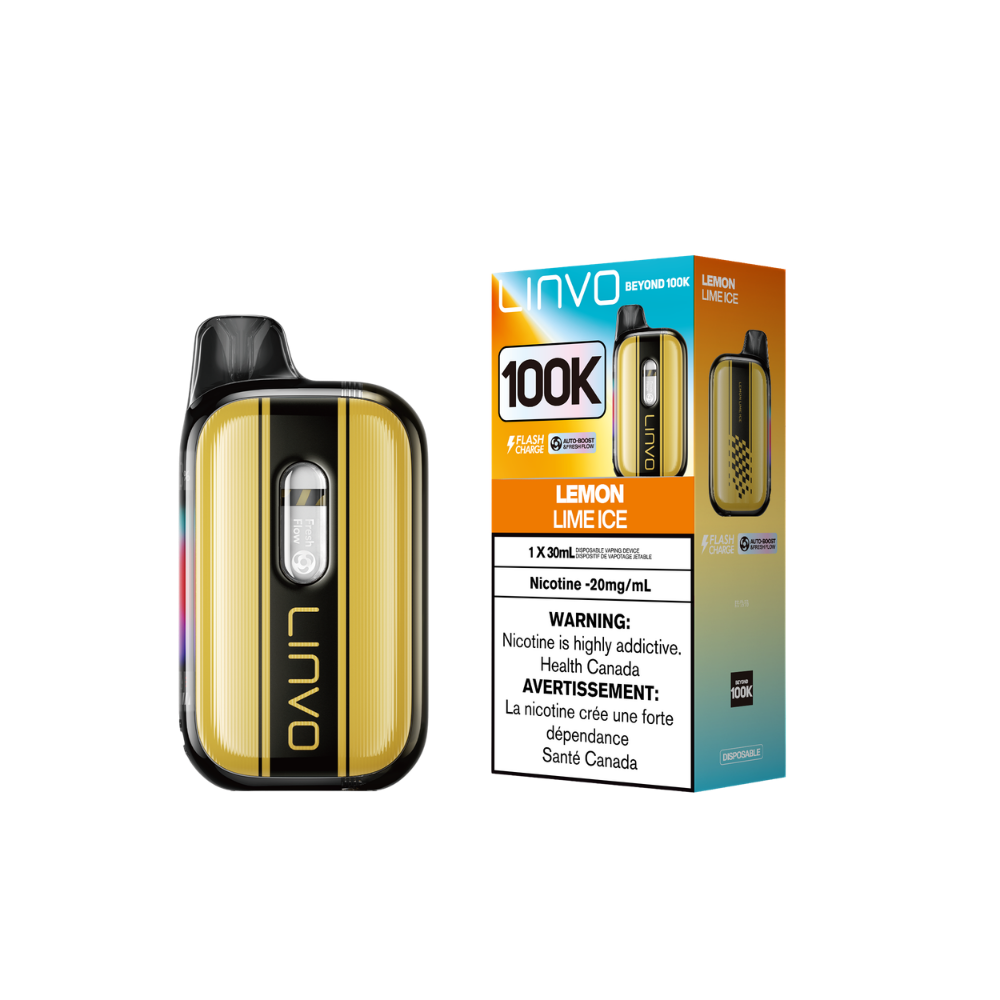 Linvo Beyond 100K - Vape jetable rechargeable rglable 20 mg au citron   ABC Vape