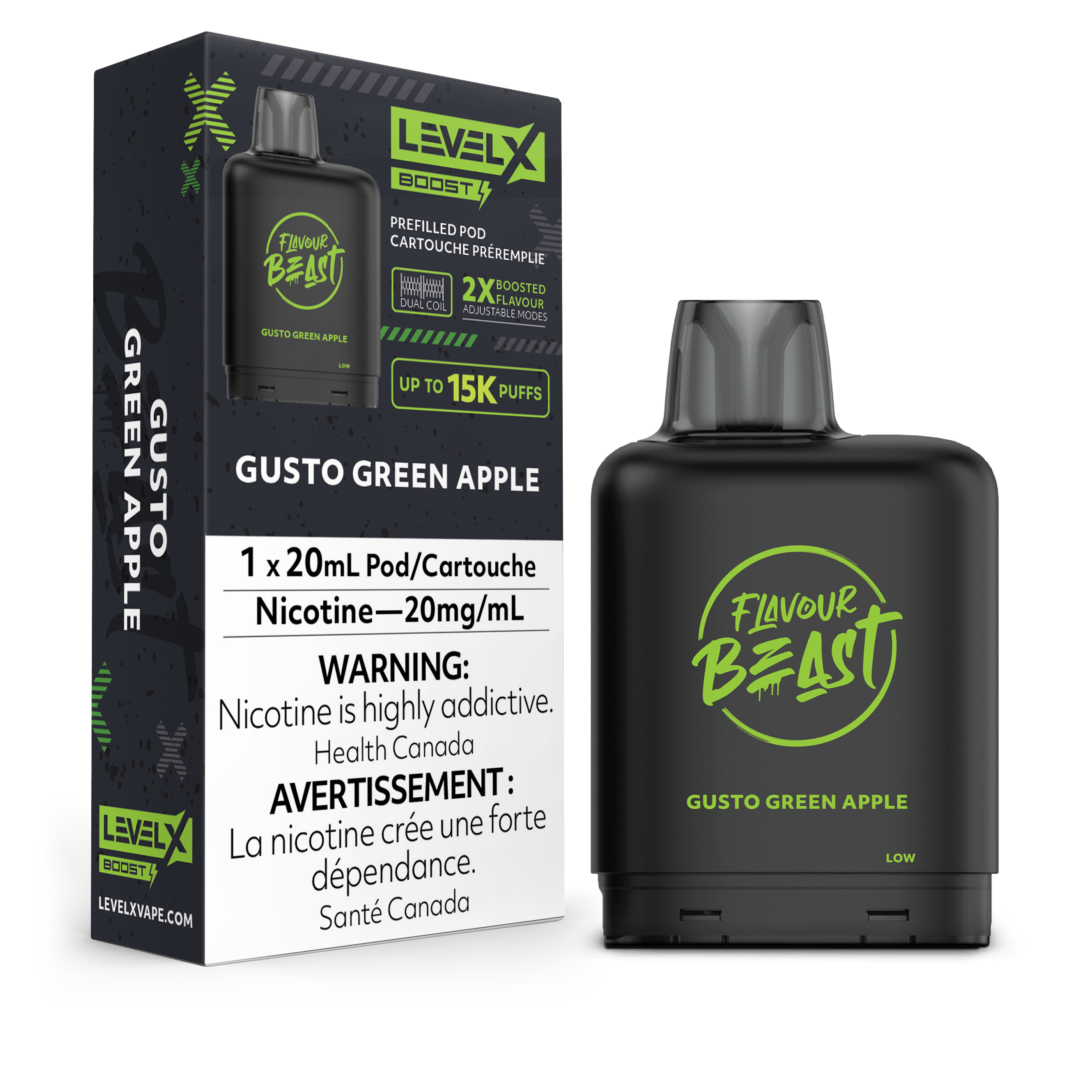 Flavour Beast Niveau X 15K Bouffées (Pods Préremplis) - Gusto Pomme Verte