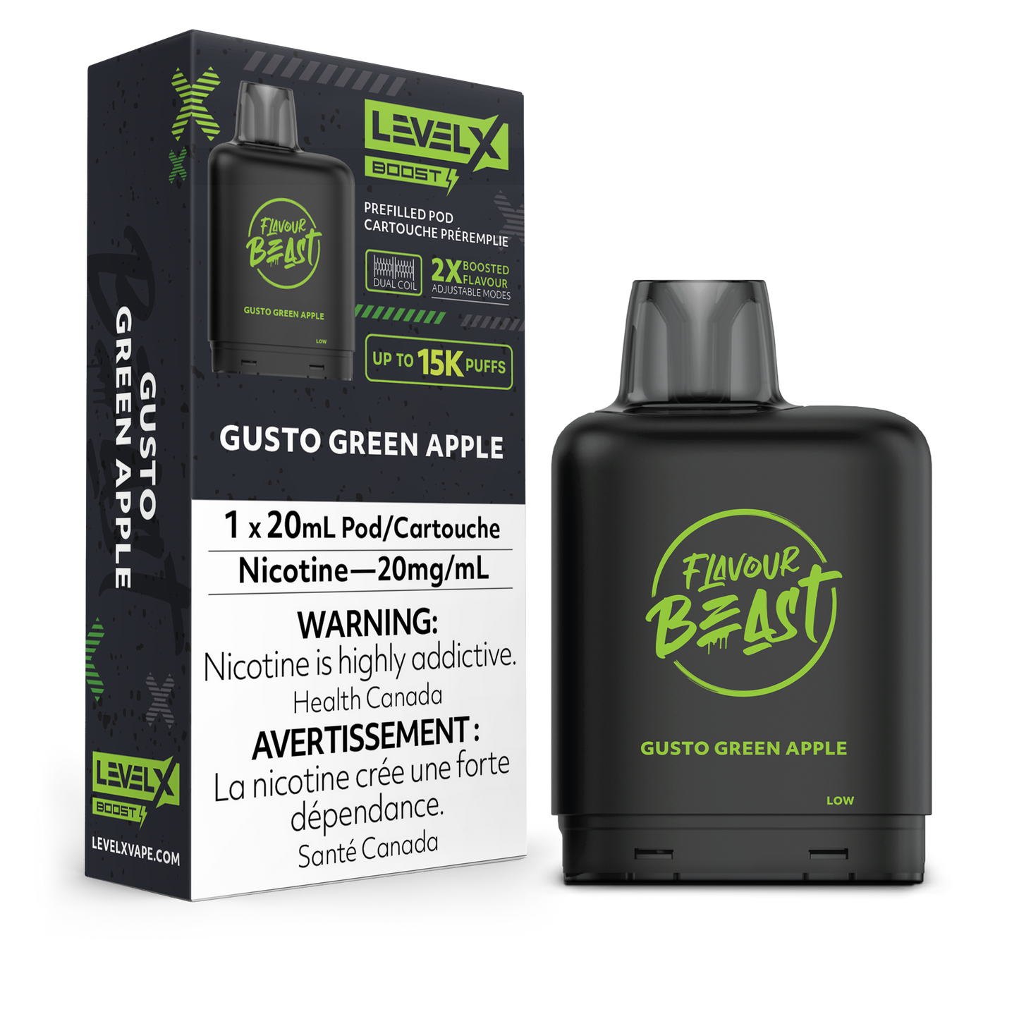 Flavour Beast Niveau X 15K Bouffées (Pods Préremplis) - Gusto Pomme Verte