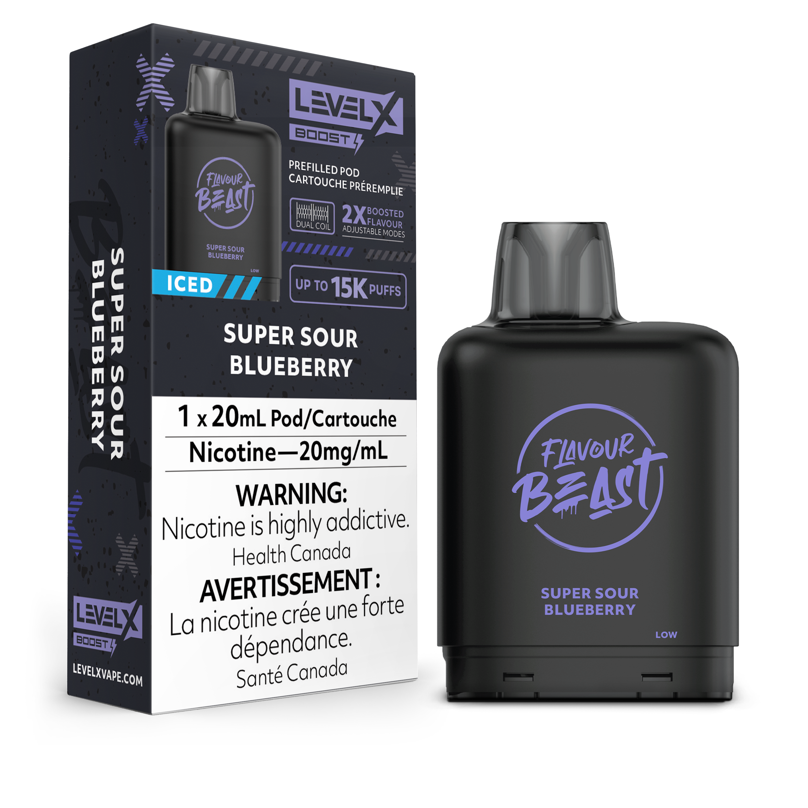 Flavour Beast Level X 15K Puffs (Prefilled Pods) - Super Sour Blueberry
