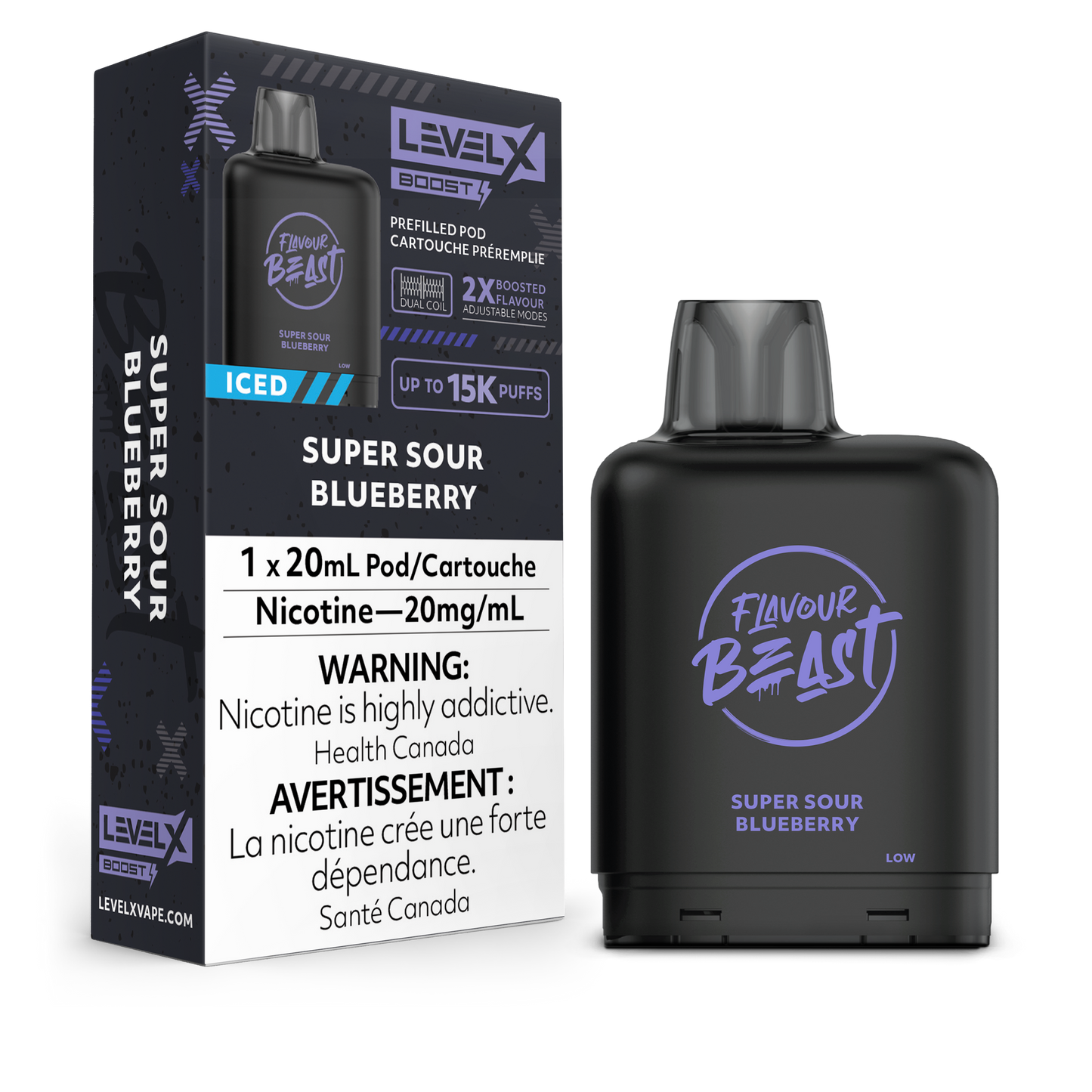 Flavour Beast Level X 15K Puffs (Prefilled Pods) - Super Sour Blueberry