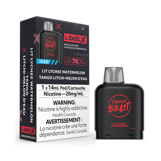 Flavour Beast Level X 7K Puffs (Prefilled Pods) Lit Lychee Watermelon